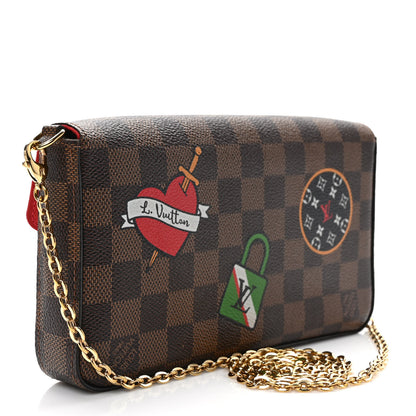 Louis Vuitton Damier Ebene LV Stories Pochette Felicie Chain Wallet 3 of 8