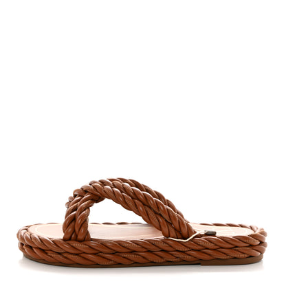 Valentino Garavani Nappa Rope Braided Slide Sandals 36 Saddle Brown 1 of 8