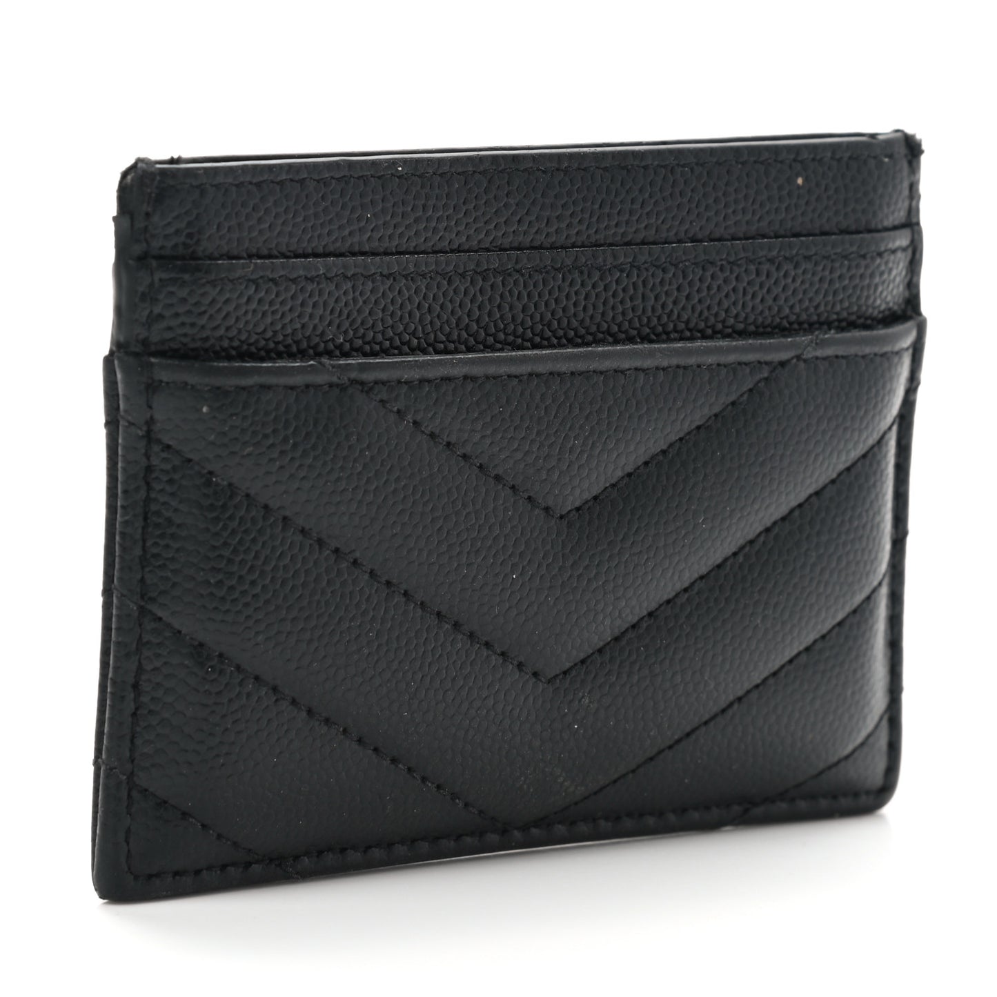 Grain De Poudre Matelasse Chevron Monogram Credit Card Case Black