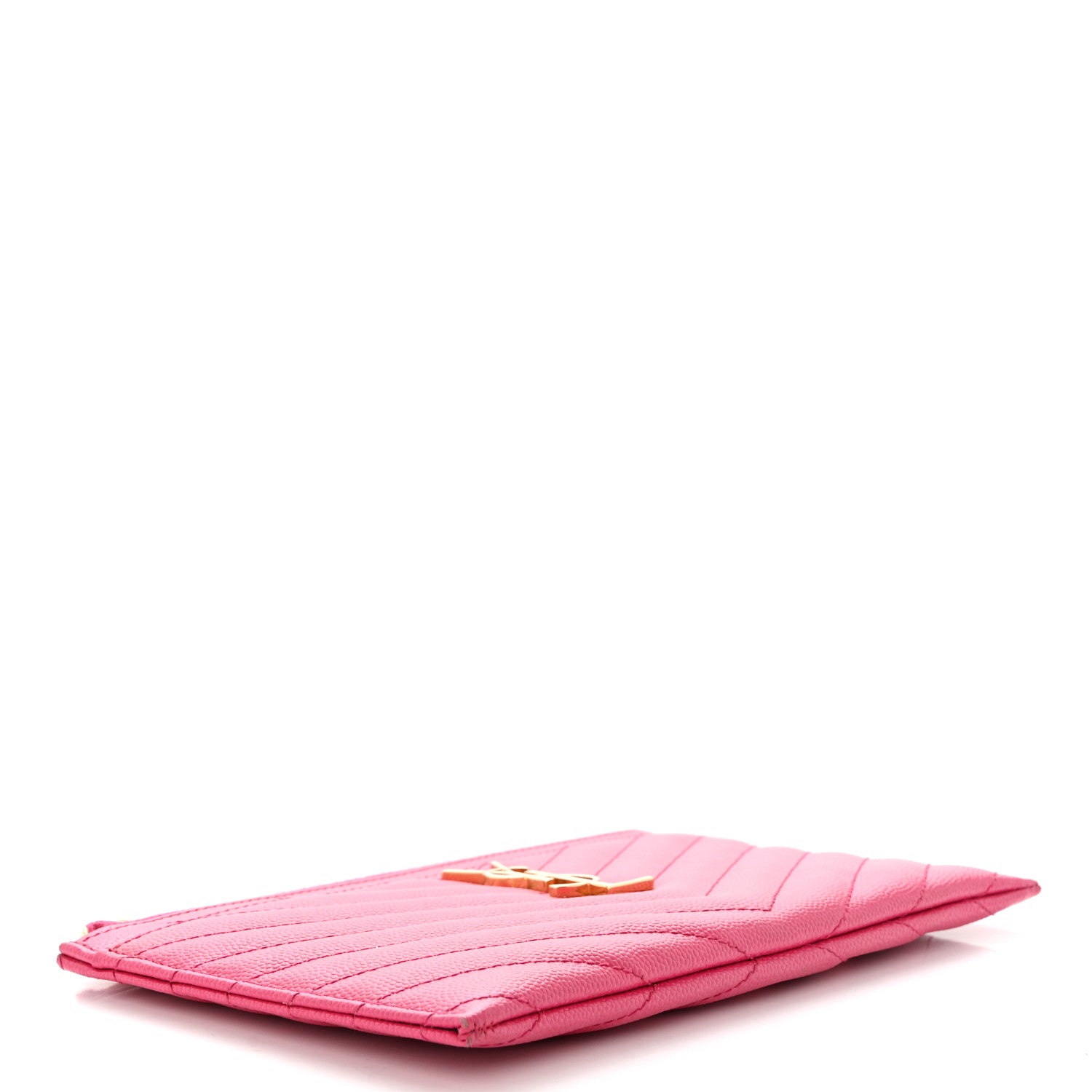 Saint Laurent Grain De Poudre Chevron Monogram Bill Pouch Fresh Fuxia 4 of 9