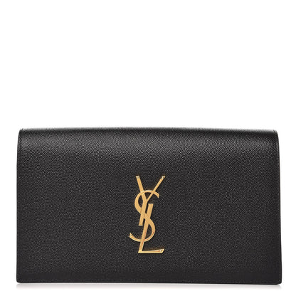 Saint Laurent Grain De Poudre Classic Monogram Kate Clutch Black 1 of 7