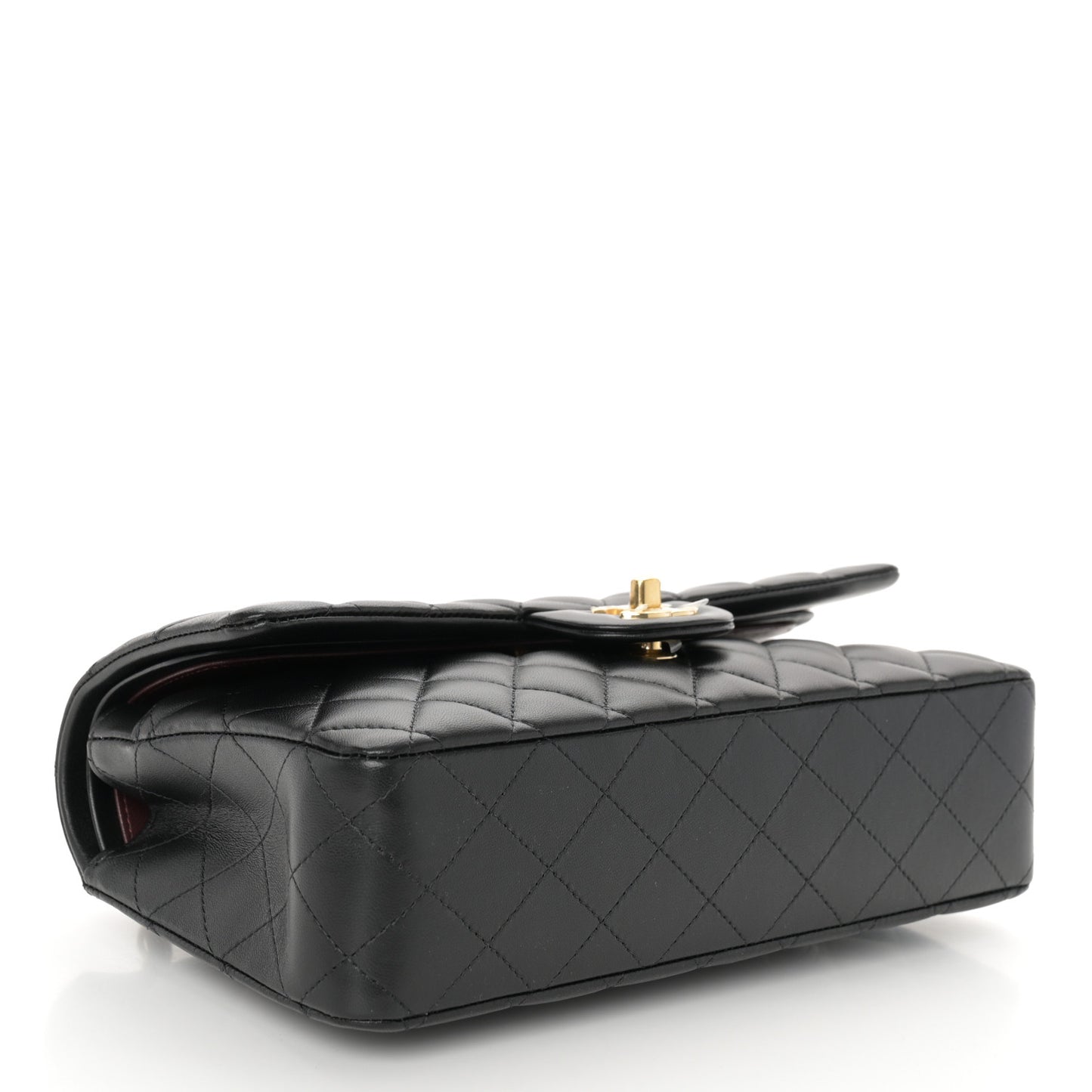 Lambskin Quilted Medium Double Flap Black