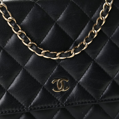 Chanel Lambskin Quilted Wallet On Chain WOC Black 10 of 10