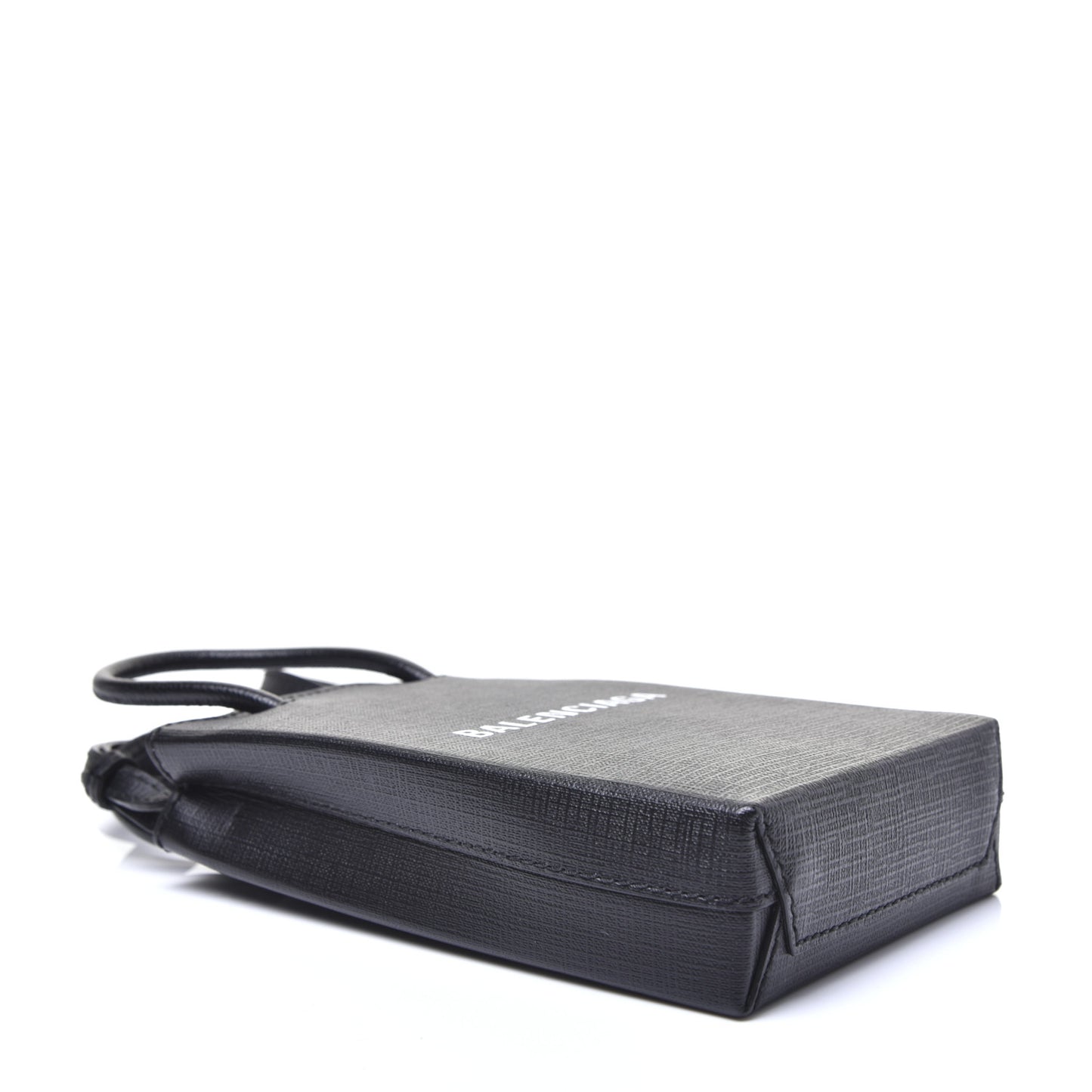 Squared Calfskin Logo Shopping Phone Holder Bag Black