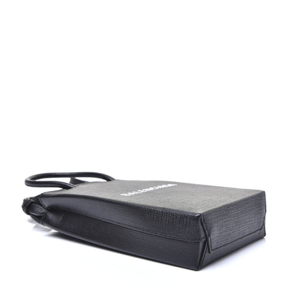 Balenciaga Squared Calfskin Logo Shopping Phone Holder Bag Black 4 of 11