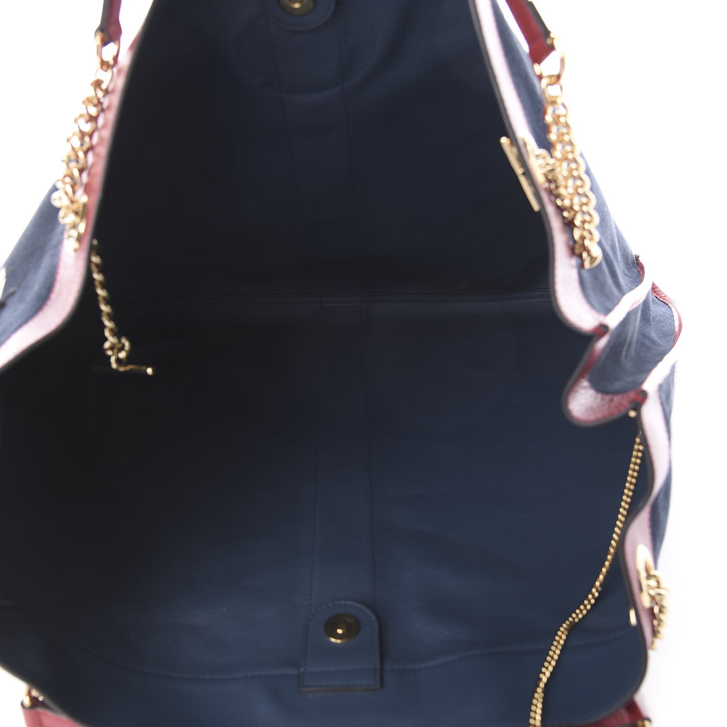 Suede Calfskin Maxi Rajah Chain Tote New Blue Romantic Cherry