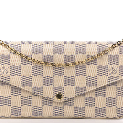 Louis Vuitton Damier Azur Pochette Felicie Chain Wallet Rose Ballerine 11 of 11