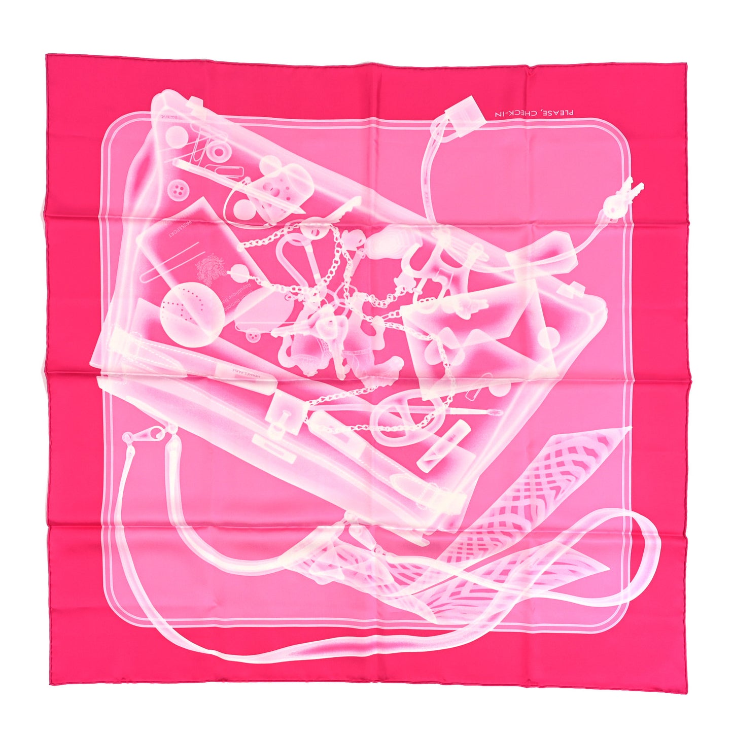 Silk Please Check In Scarf 90 Rose Vif Rose Bonbon