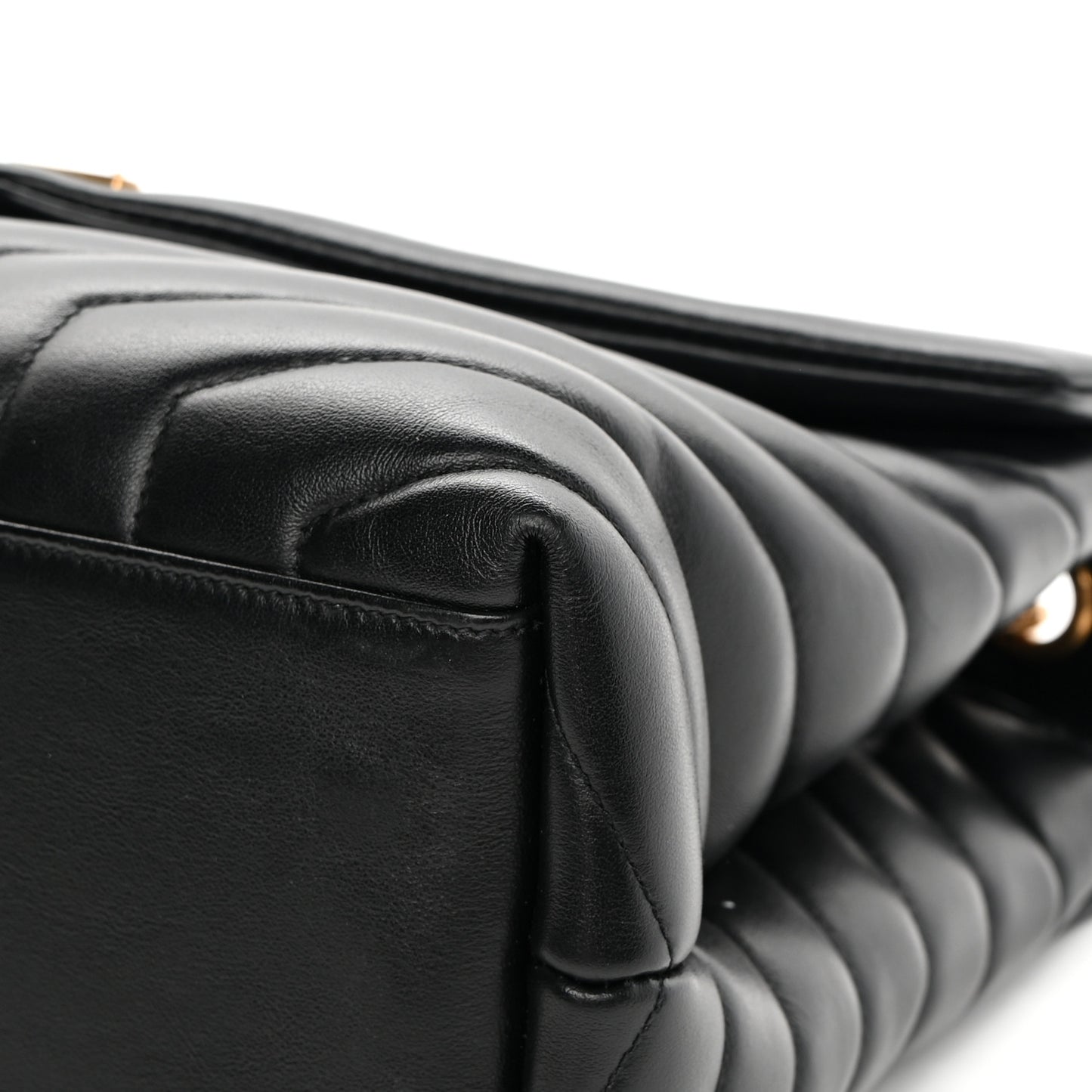 Calfskin Y Quilted Monogram Medium Loulou Chain Satchel Black