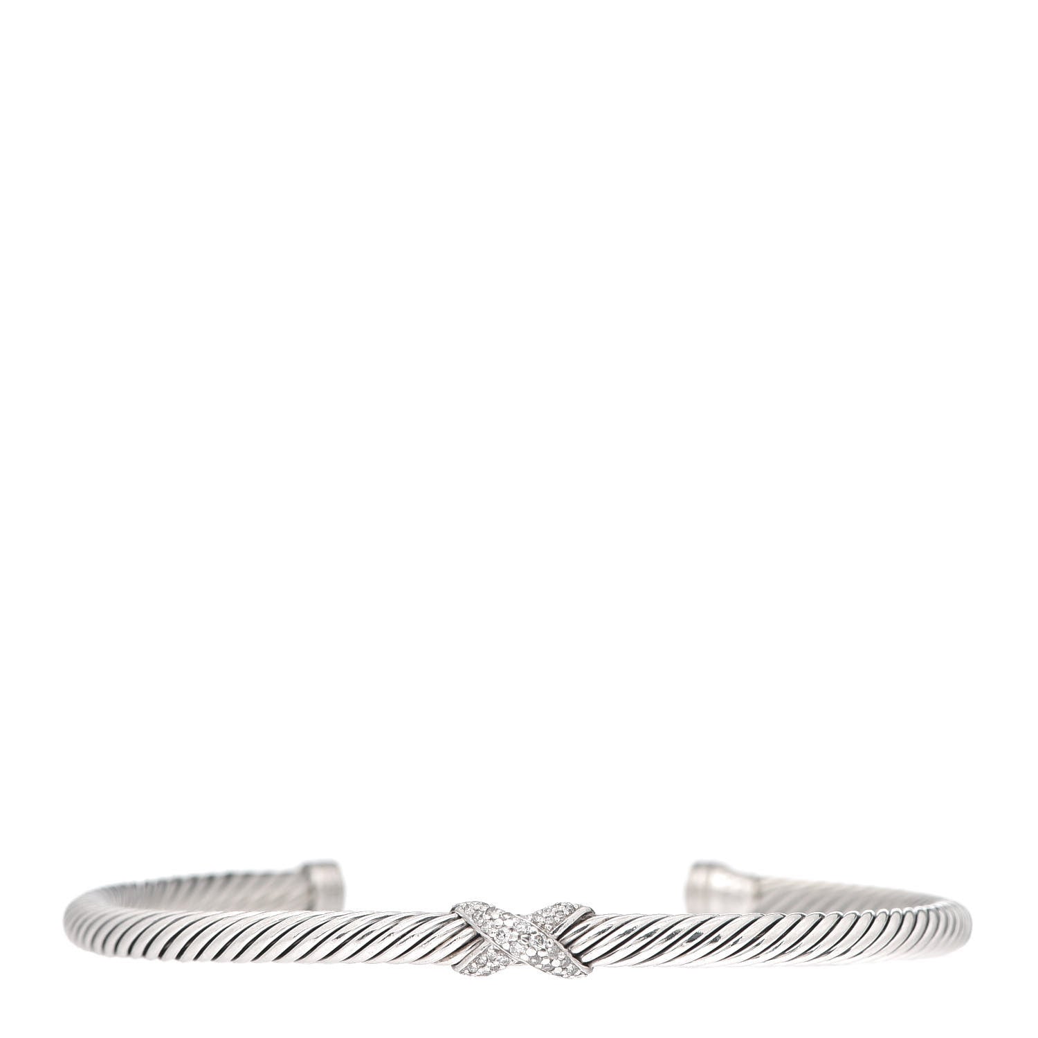 David Yurman Sterling Silver Diamond 4mm X Cable Bracelet 1 of 6