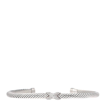 David Yurman Sterling Silver Diamond 4mm X Cable Bracelet 1 of 6