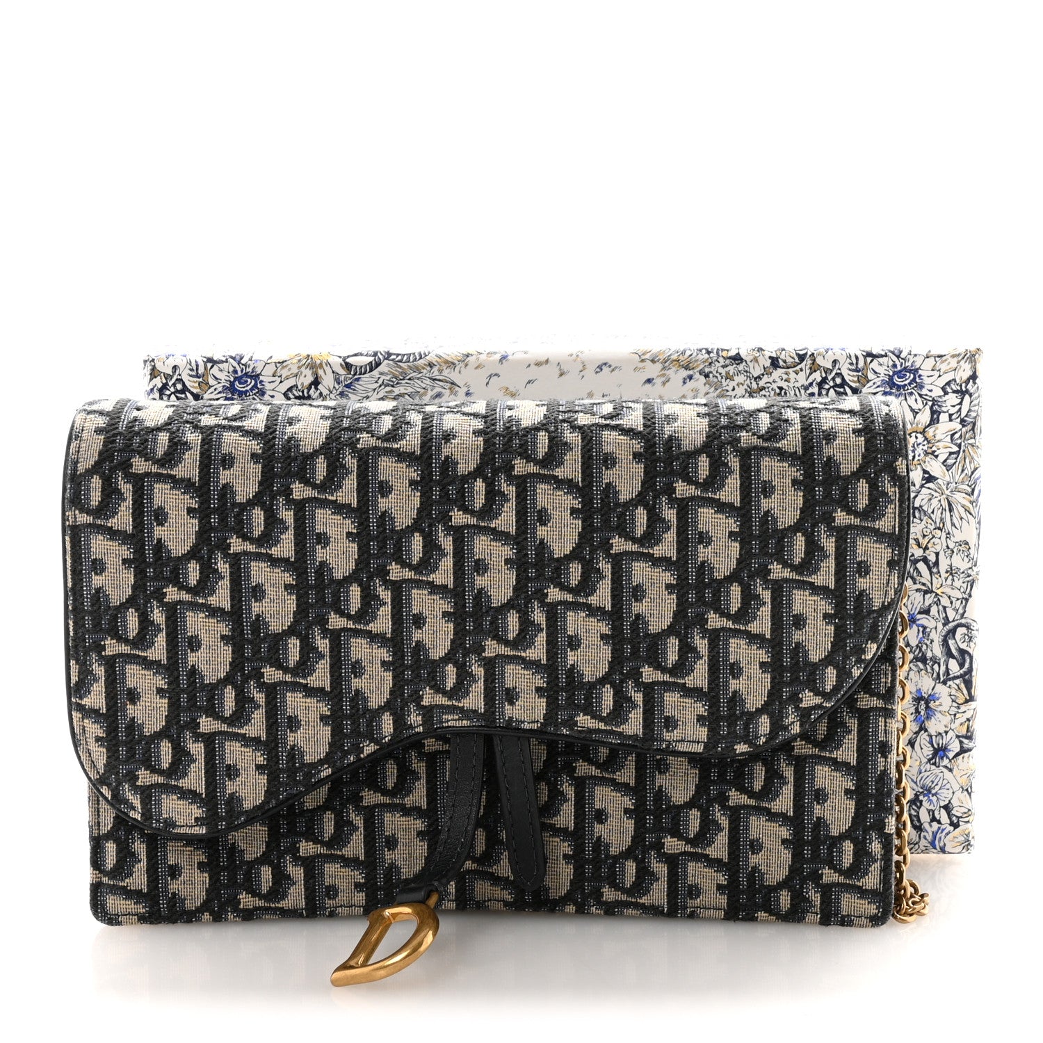Christian Dior Oblique Saddle Chain Pouch Blue 10 of 10