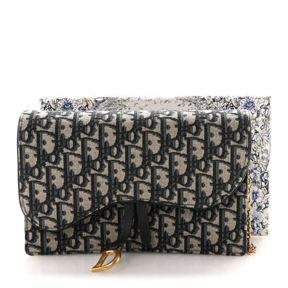 Christian Dior Oblique Saddle Chain Pouch Blue 10 of 10