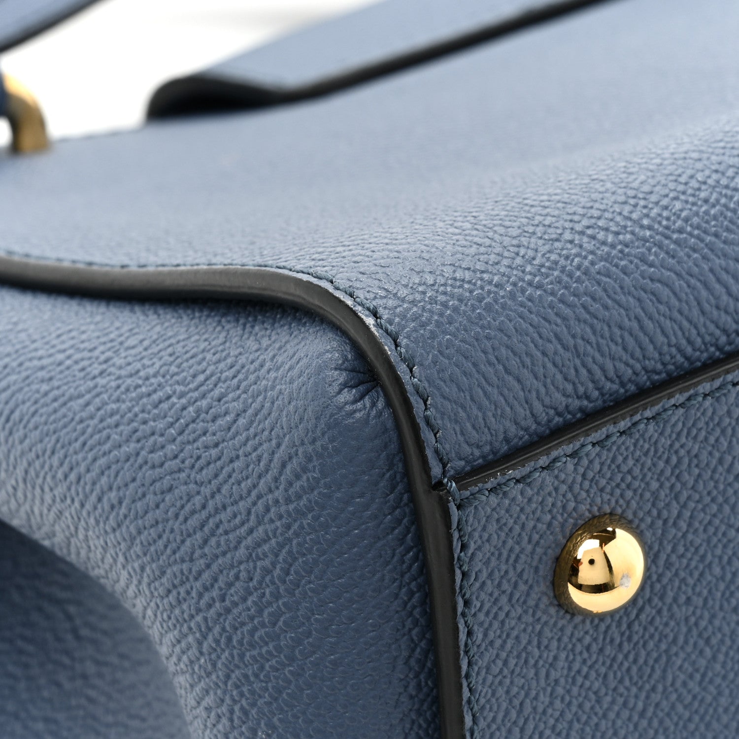 Burberry Soft Grain Calfskin Small Buckle Tote Steel Blue 12 of 14