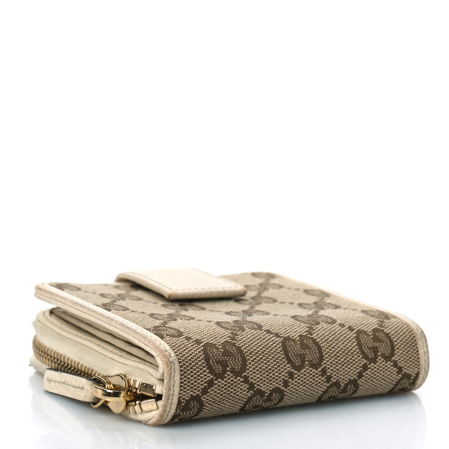 Monogram Dollar Calfskin Zip Around French Flap Wallet Beige Ebony Avoire