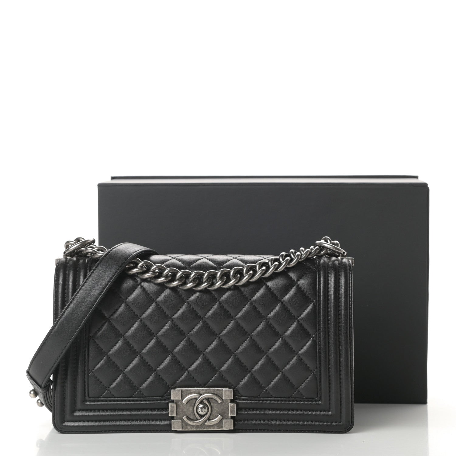 Chanel Lambskin Quilted Medium Boy Flap Black 16 of 16