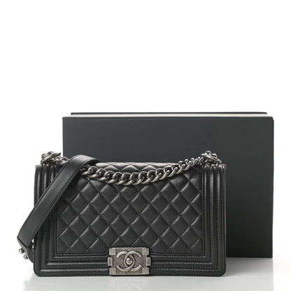 Chanel Lambskin Quilted Medium Boy Flap Black 16 of 16