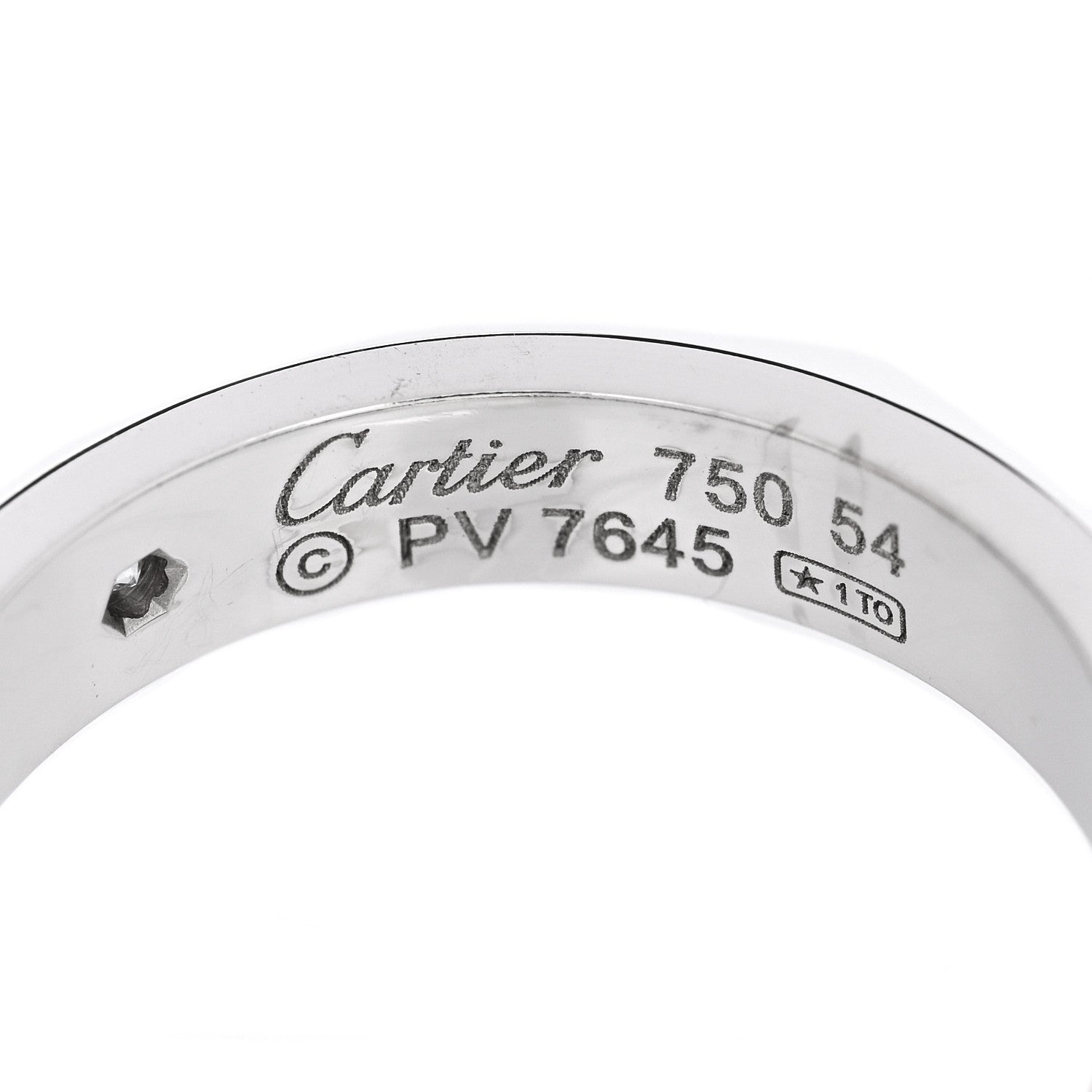 Cartier 18K White Gold Diamond 4mm LOVE Wedding Band Ring 54 6.75 4 of 5