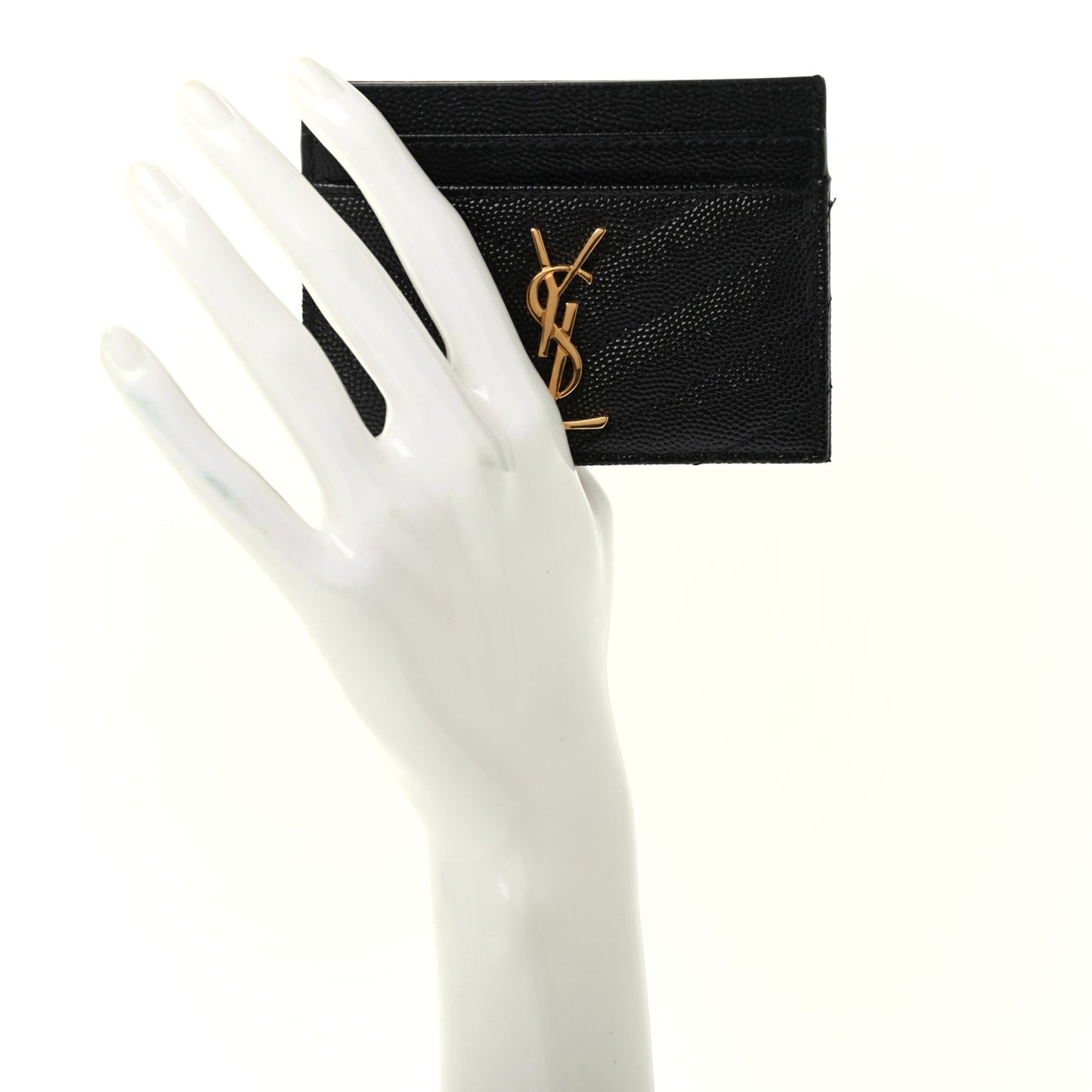 Grain De Poudre Matelasse Chevron Monogram Credit Card Case Black