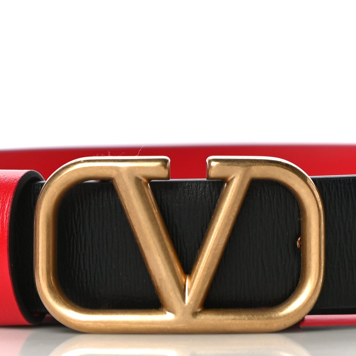 Glossy Calfskin VLogo Reversible 20mm Belt 85 34 Black Rouge Pur