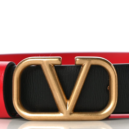 Valentino Garavani Glossy Calfskin VLogo Reversible 20mm Belt 85 34 Black Rouge Pur 2 of 9