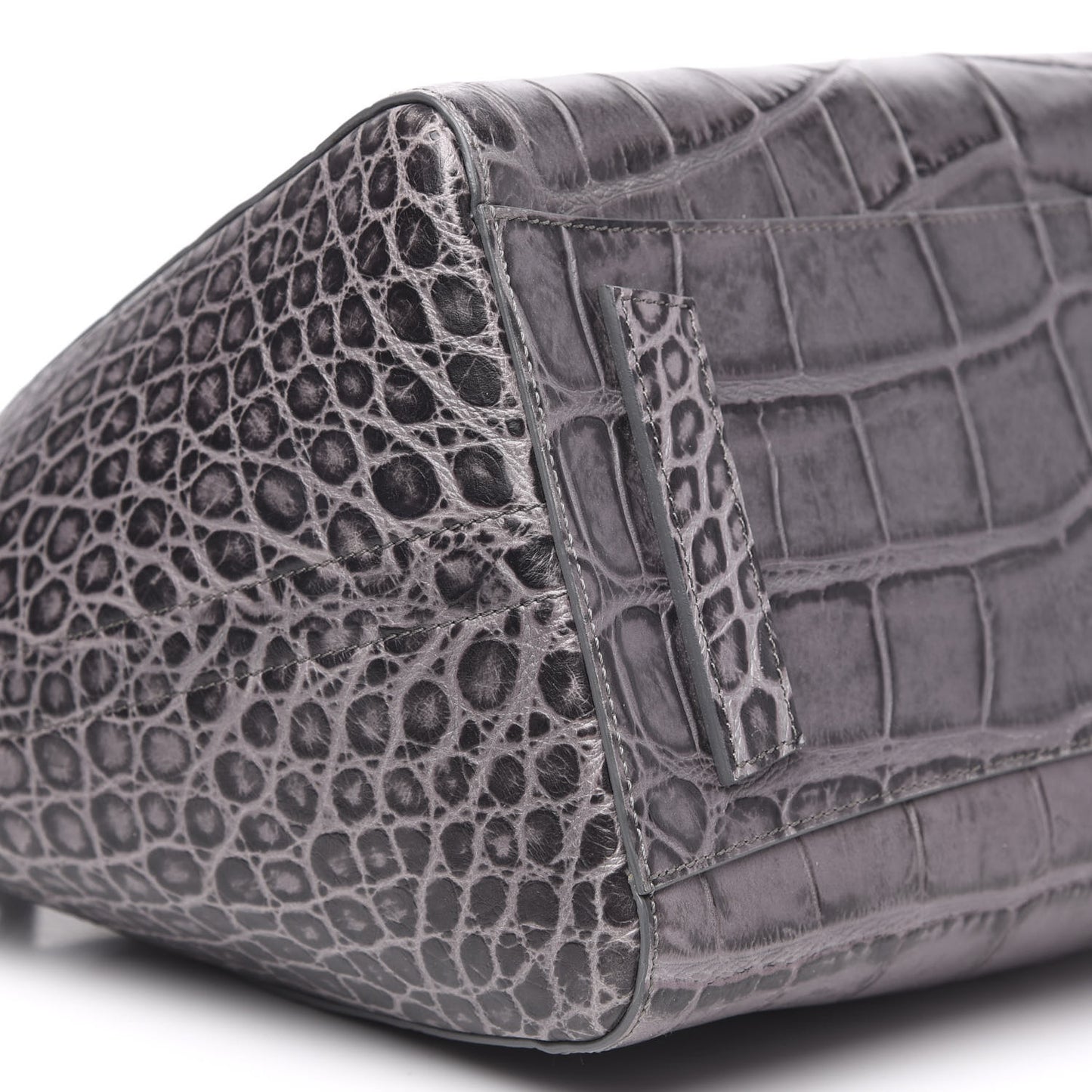 Calfskin Crocodile Embossed 3D Stud Medium Antigona Storm Grey