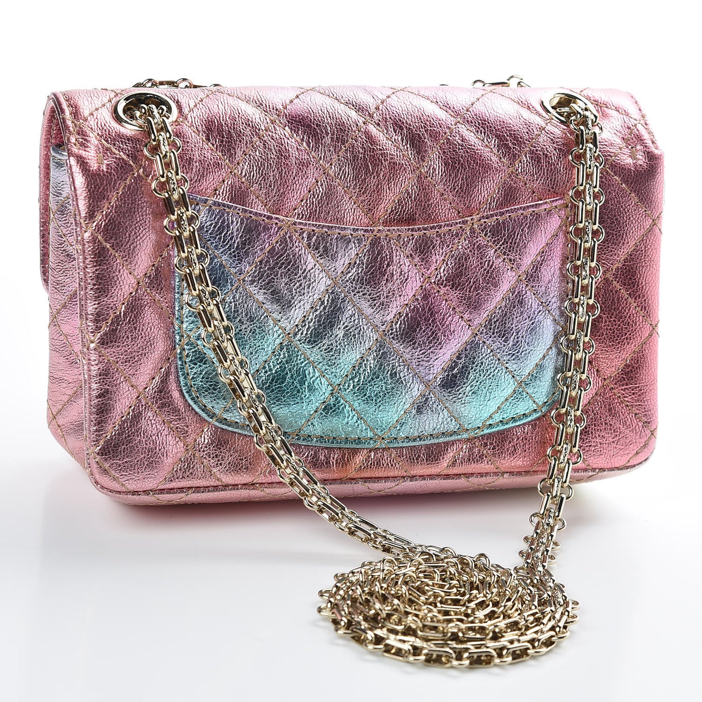Metallic Goatskin Quilted Mini 2.55 Reissue Flap Multicolor
