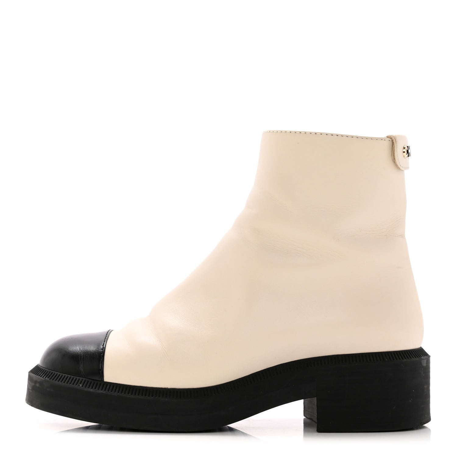 Chanel Calfskin Logo Boots 37 White Black 1 of 21