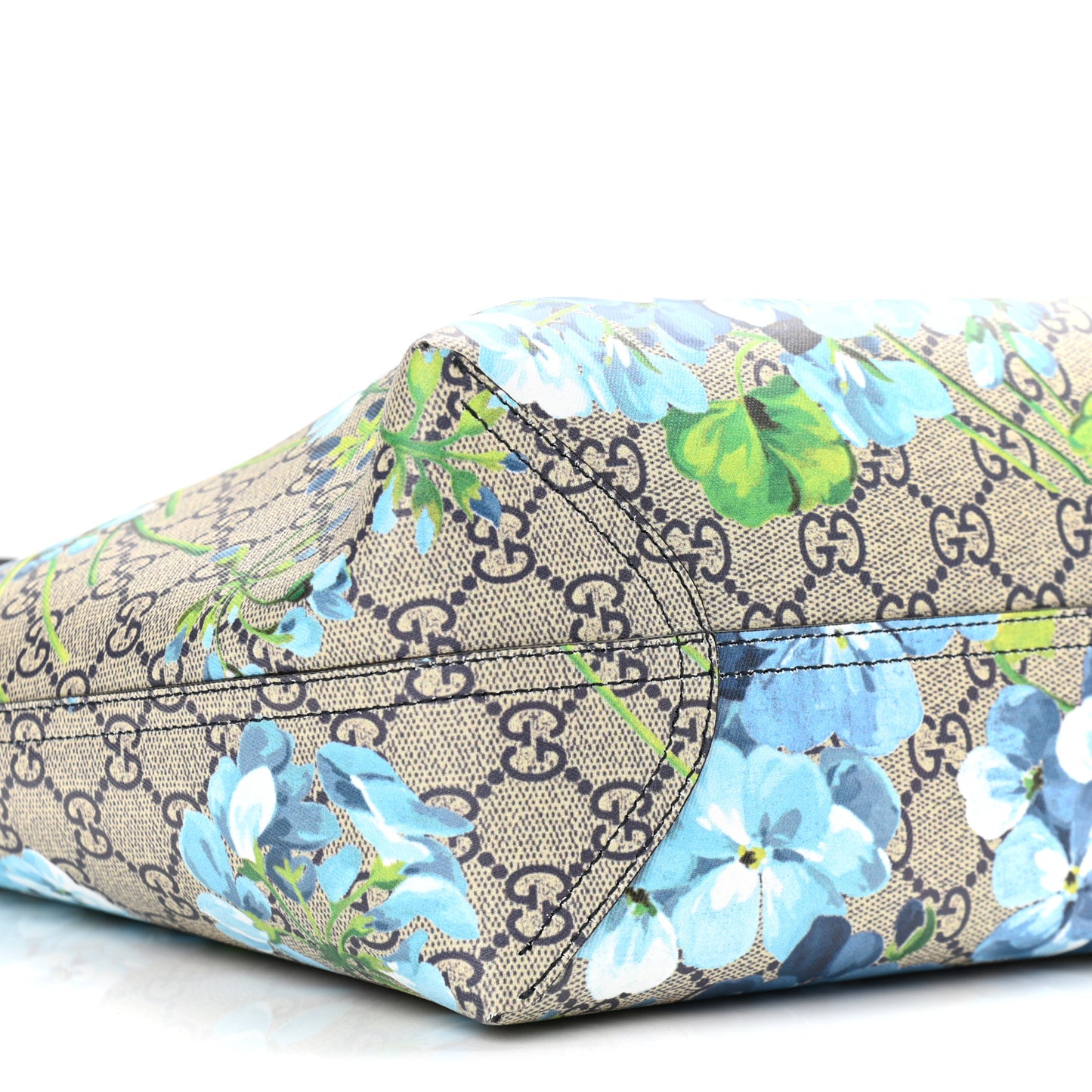 GG Supreme Monogram Blooms Medium Reversible Tote Beige Blue Navy
