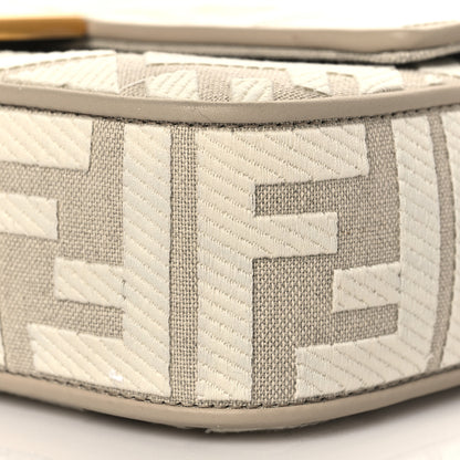 Fendi Canvas Vitello King FF Embroidered Baguette Grezzo White Nuvola 10 of 10
