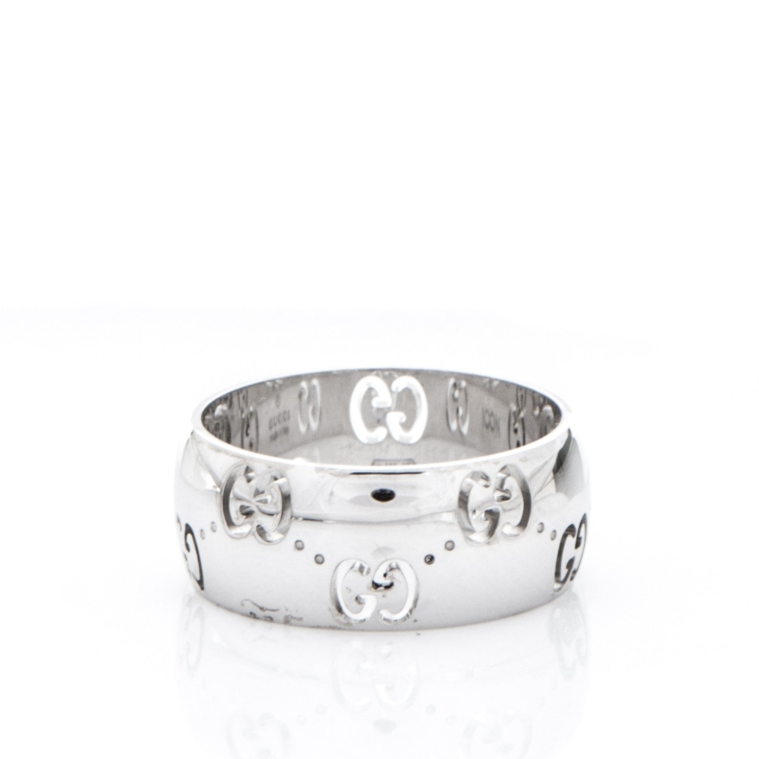 Gucci 18K White Gold 8mm Icon Band Ring 6.5 3 of 6