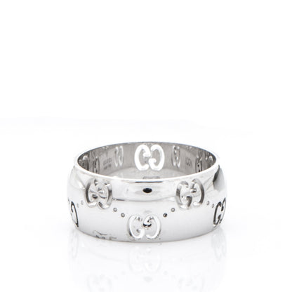 Gucci 18K White Gold 8mm Icon Band Ring 6.5 3 of 6