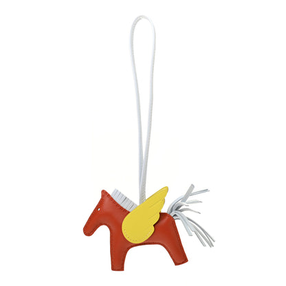 Hermes Milo Lambskin Grigri Rodeo Pegase Horse Bag Charm PM Cornaline Bleu Brume Lime 1 of 4