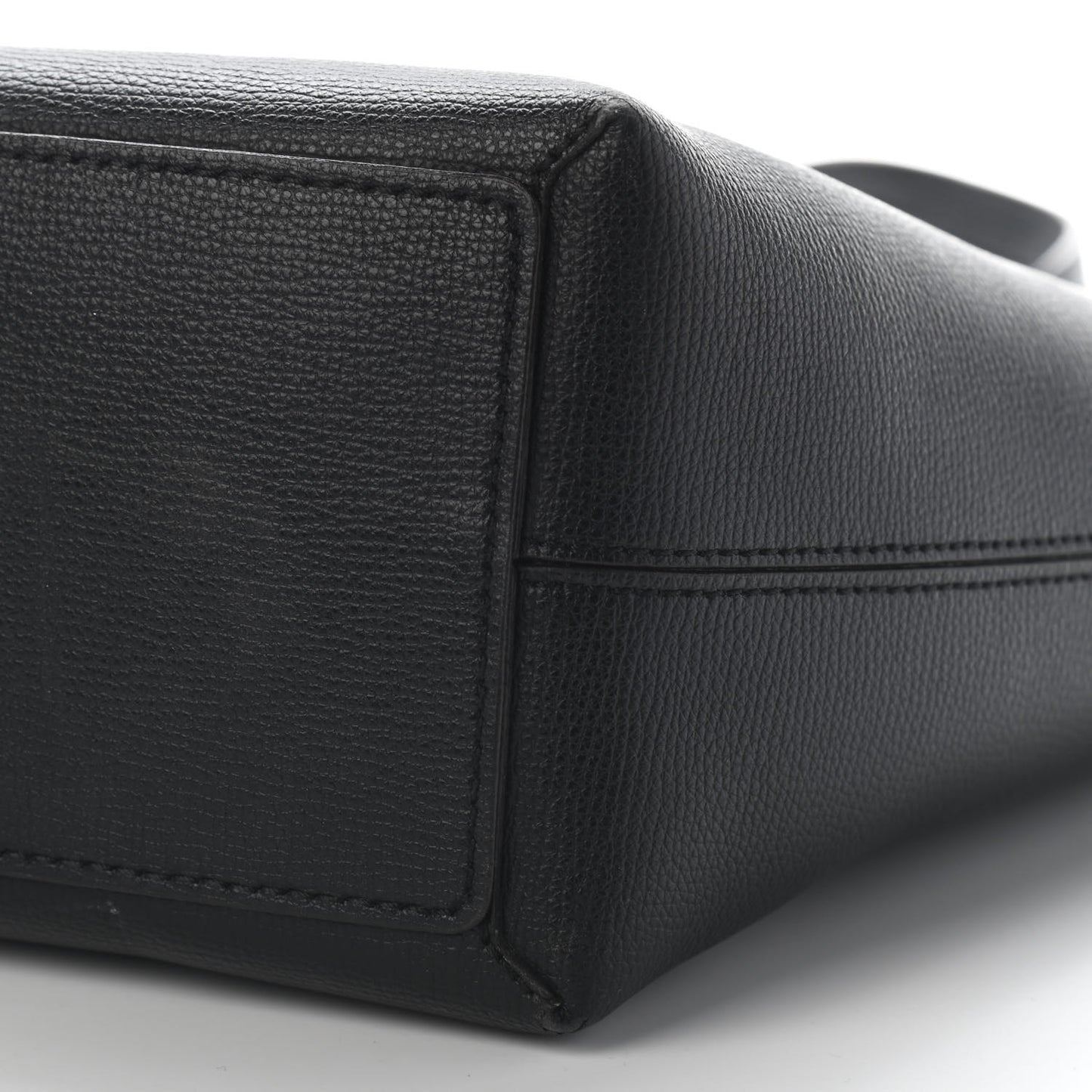 Grainy Calfskin Haymarket Check Medium Reversible Tote Black