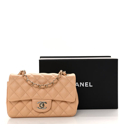 Chanel Lambskin Quilted Mini Rectangular Flap Beige 13 of 13