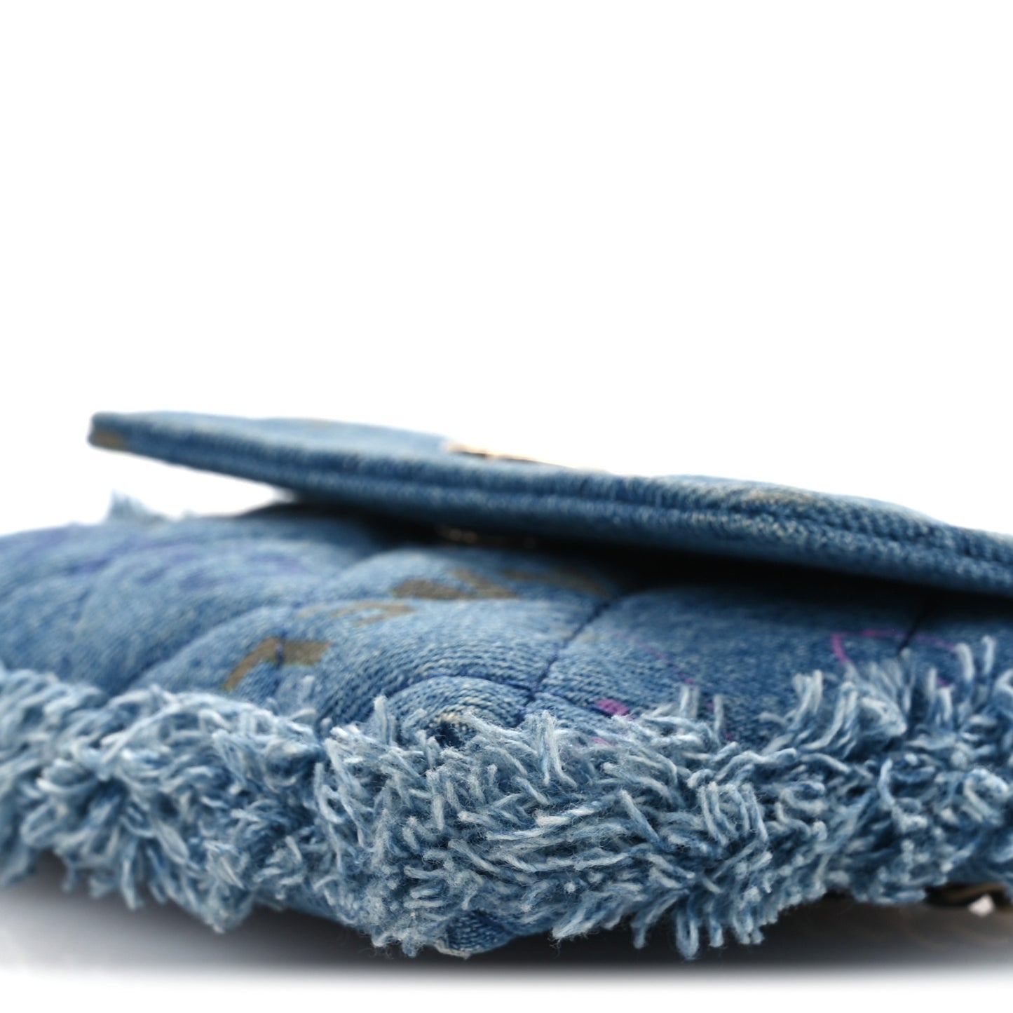 Denim Quilted Denim Mood Clutch With Chain Blue Multicolor