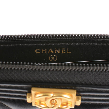 Chanel Lambskin Quilted Small Boy Zip Around Wallet Black 6 of 8