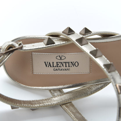 Valentino Garavani Metallic Nappa Rockstud T-Strap Slingback 85mm Sandals 35.5 Skin 6 of 9