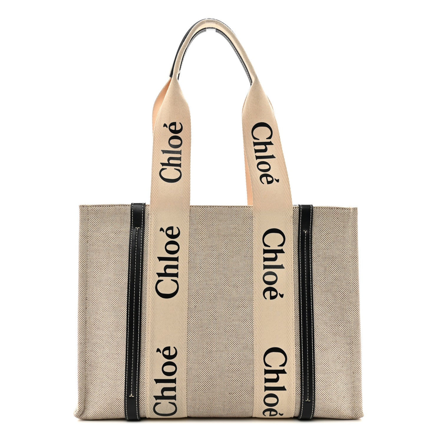 Chloe Cotton Calfskin Medium Woody Ribbon Tote White Blue 1 of 12