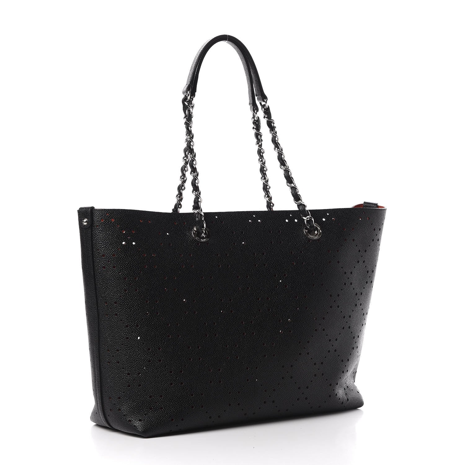Chanel Perforated Grained Calfskin Large Shopping Tote Black 3 of 9