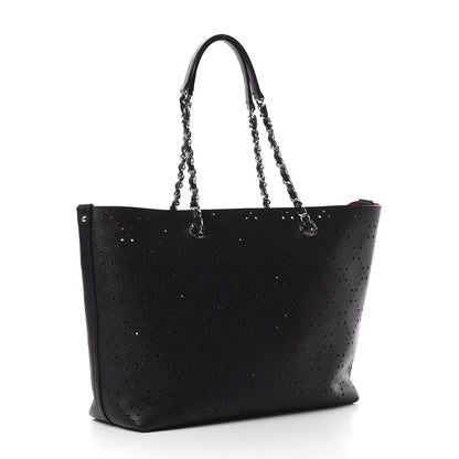 Chanel Perforated Grained Calfskin Large Shopping Tote Black 3 of 9