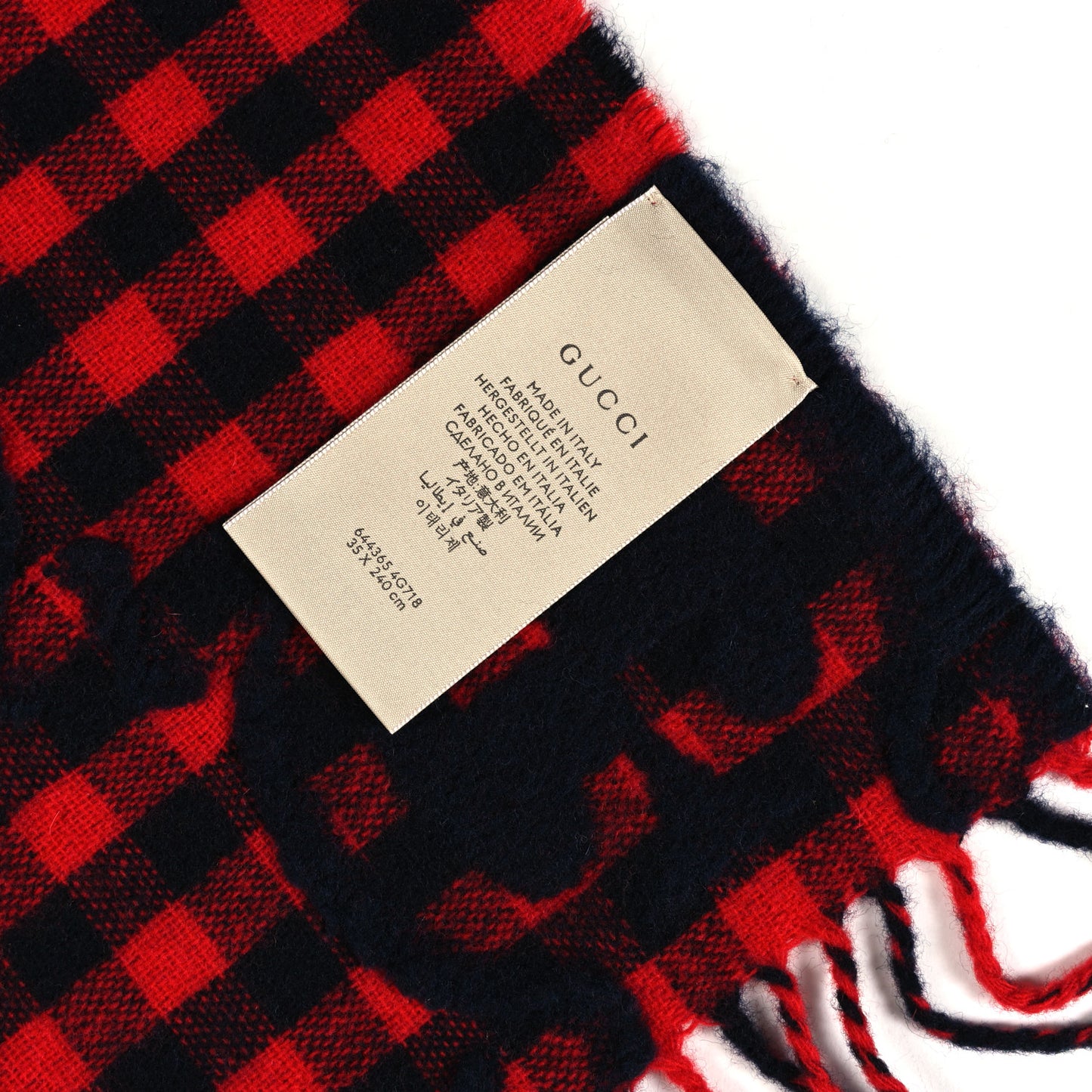 Wool Polyamide Monogram Jumbo GG Diamcheck Logo Scarf Red Blue