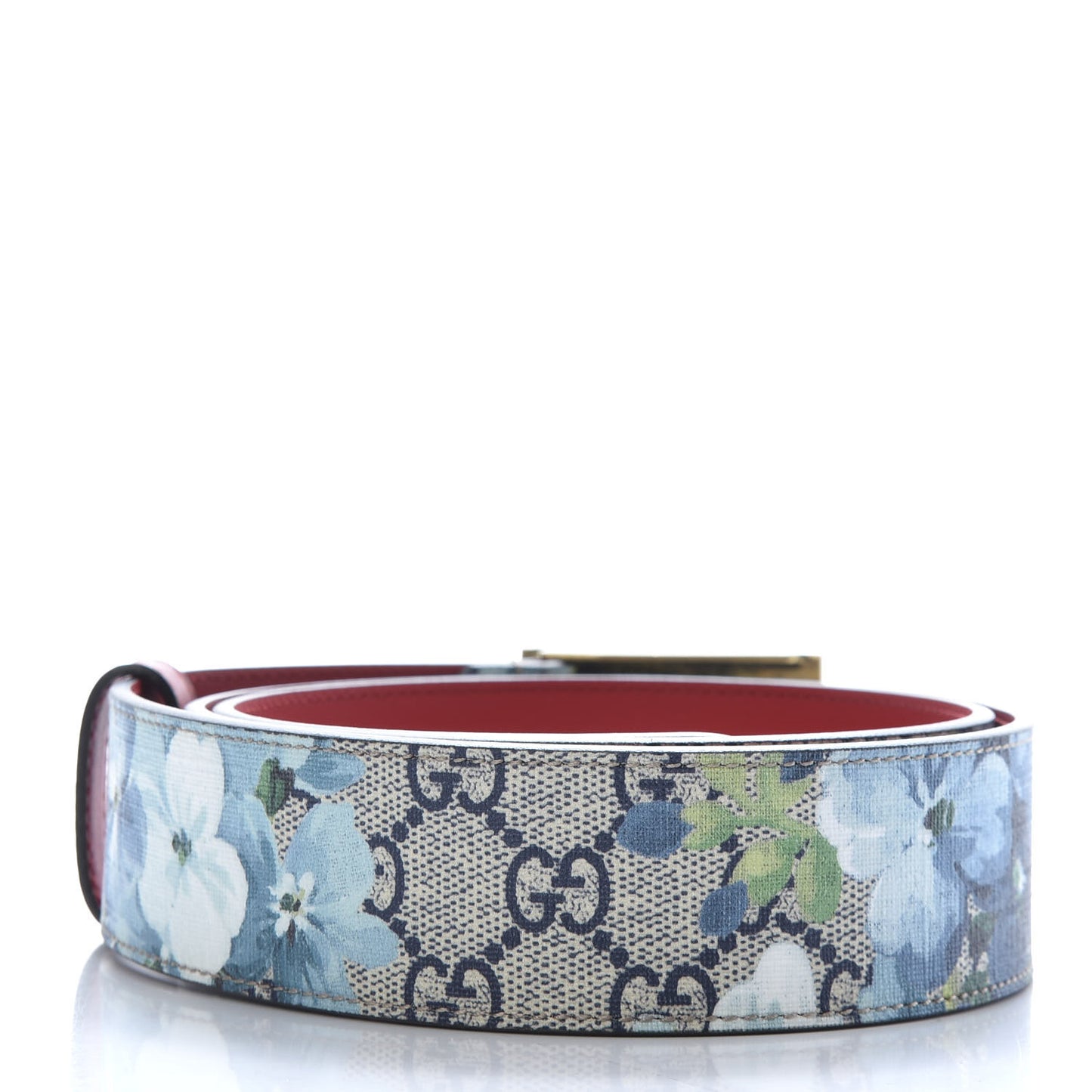 GG Plus Monogram Blooms Plaque Belt 95 38 Blue