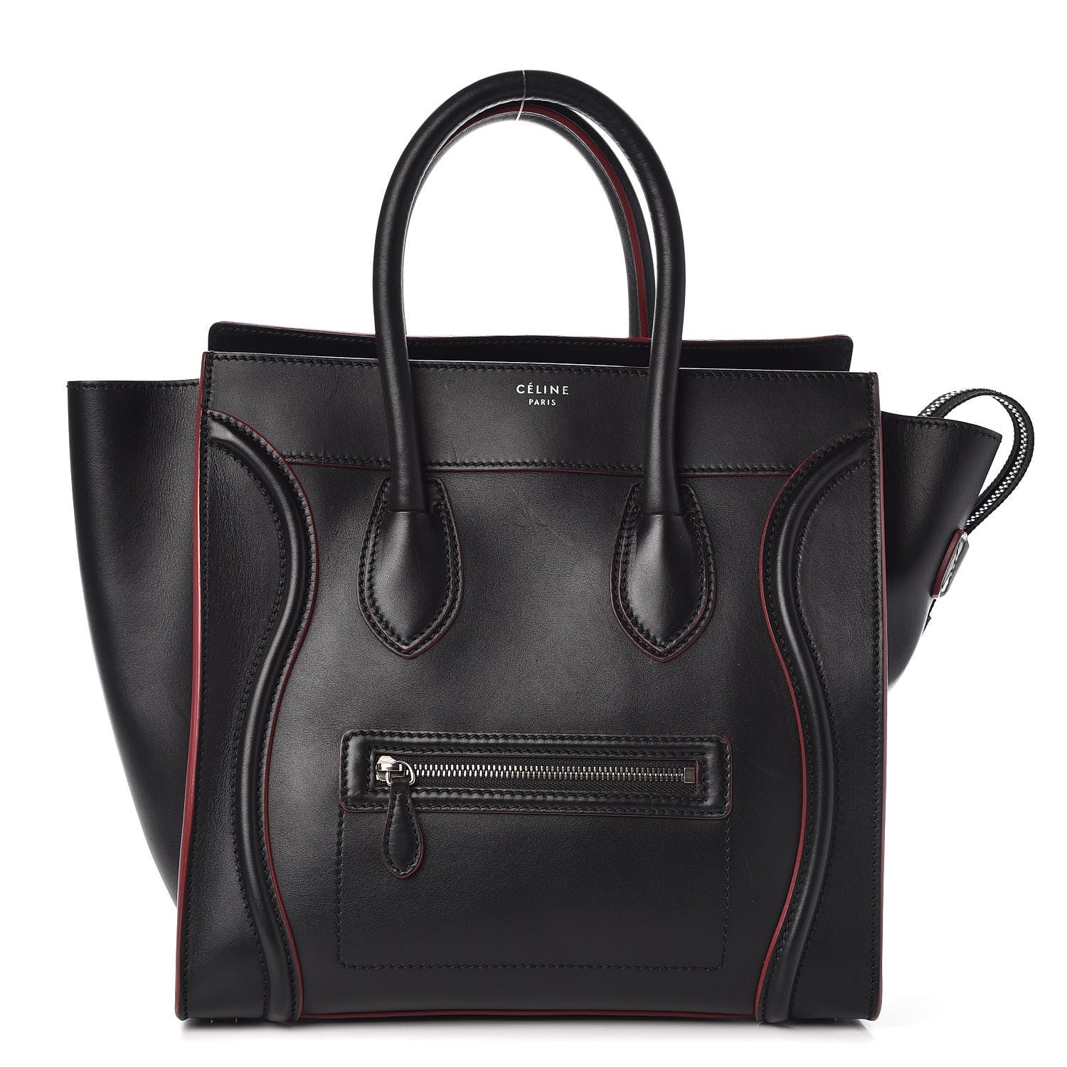 Celine Smooth Calfskin Mini Luggage Black Pink Trim 1 of 14