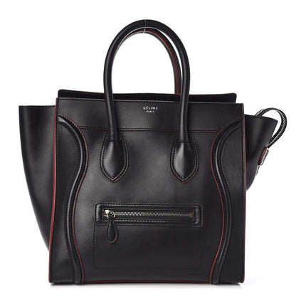 Celine Smooth Calfskin Mini Luggage Black Pink Trim 1 of 14