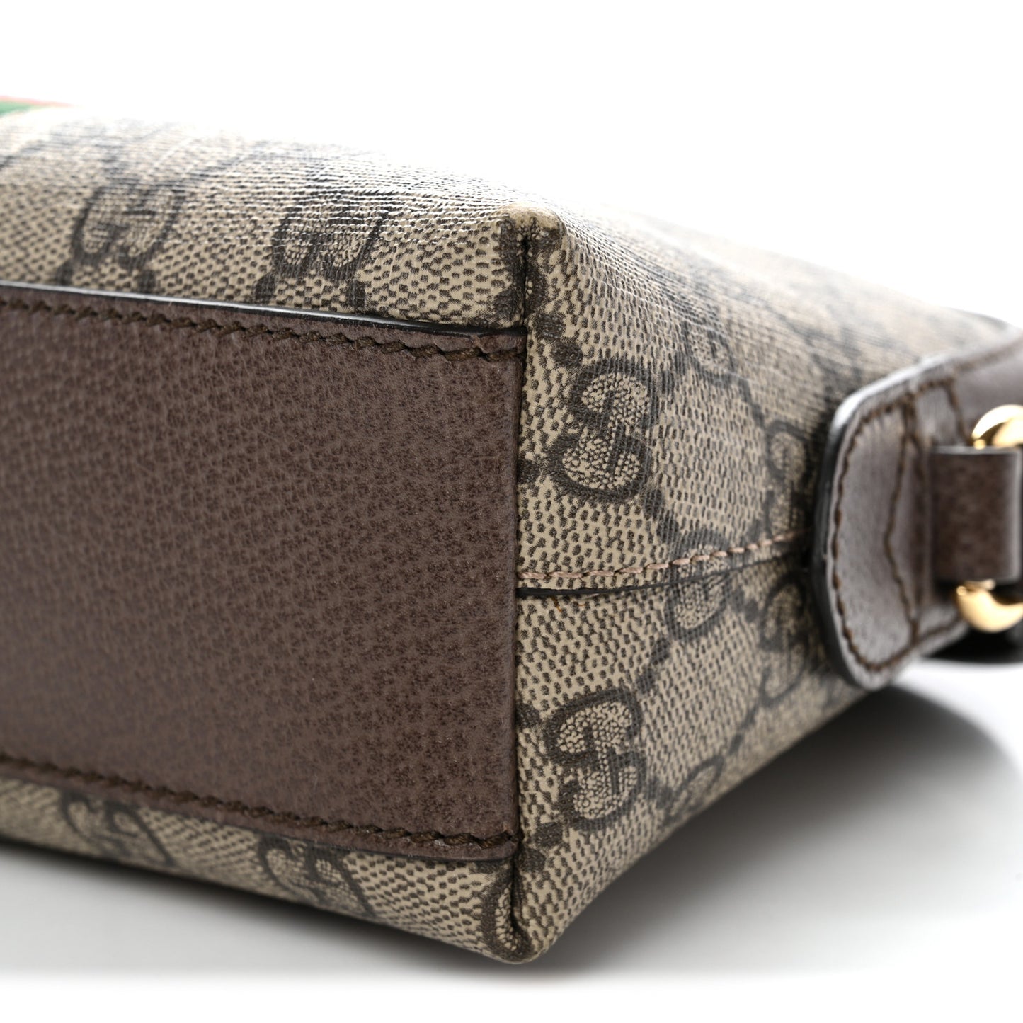 GG Supreme Monogram Textured Dollar Calfskin Web Small Ophidia Dome Shoulder Bag Beige Ebony New Acero
