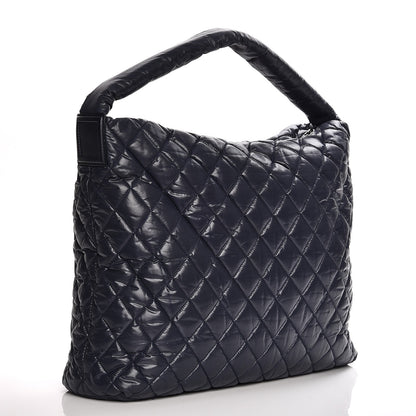 Chanel Nylon Quilted Coco Cocoon Hobo Dark Blue 3 of 10