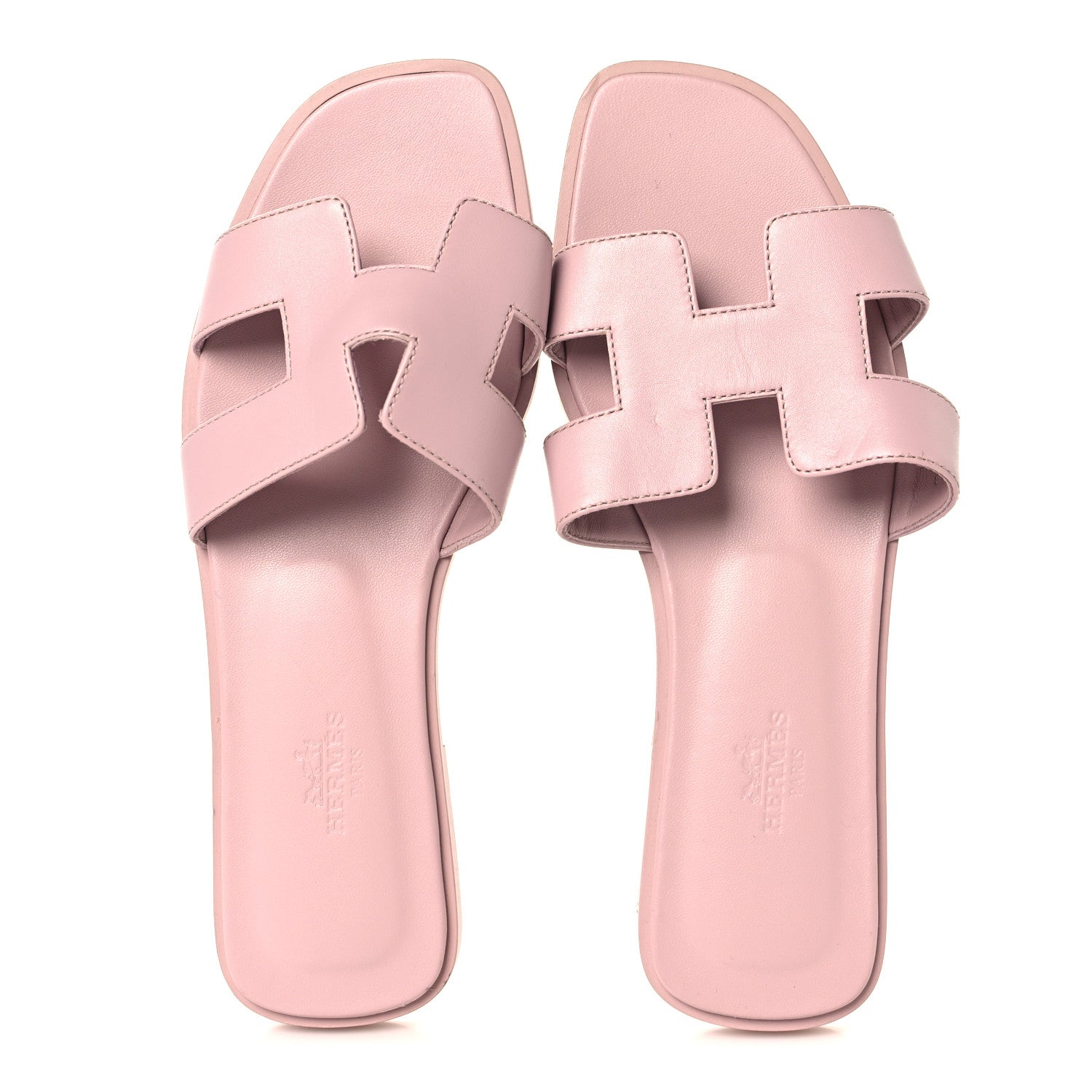 Hermes Calfskin Oran Sandals 37 Rose Cancan 2 of 9