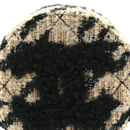 Chanel Tweed Shearling Quilted Round Clutch With Chain and Coin Purse Beige Black 9 of 11