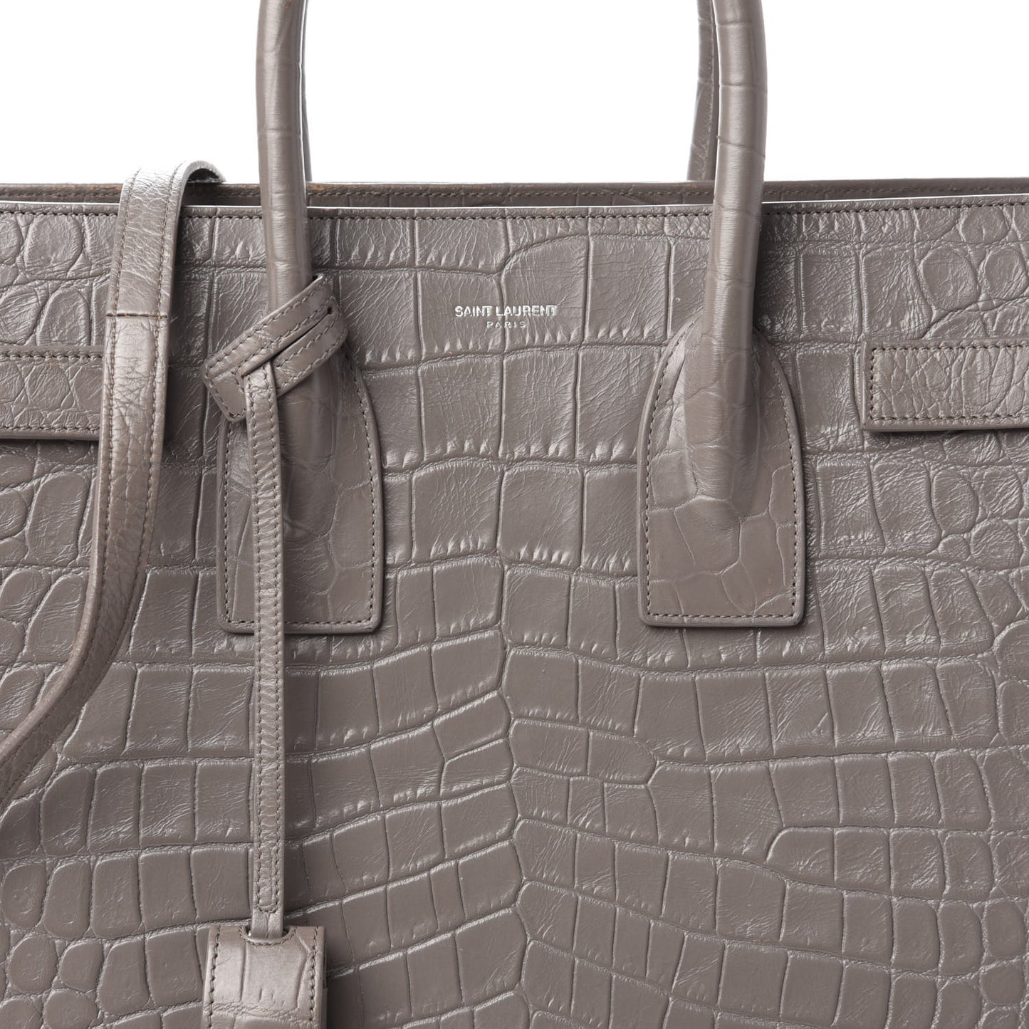 Calfskin Crocodile Embossed Small Sac De Jour Fog